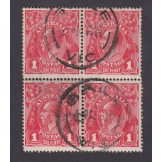 Australian    King George V    1d Red  Single Crown WMK Block of 4 Plate Variety 5/11-12 and 17-18..